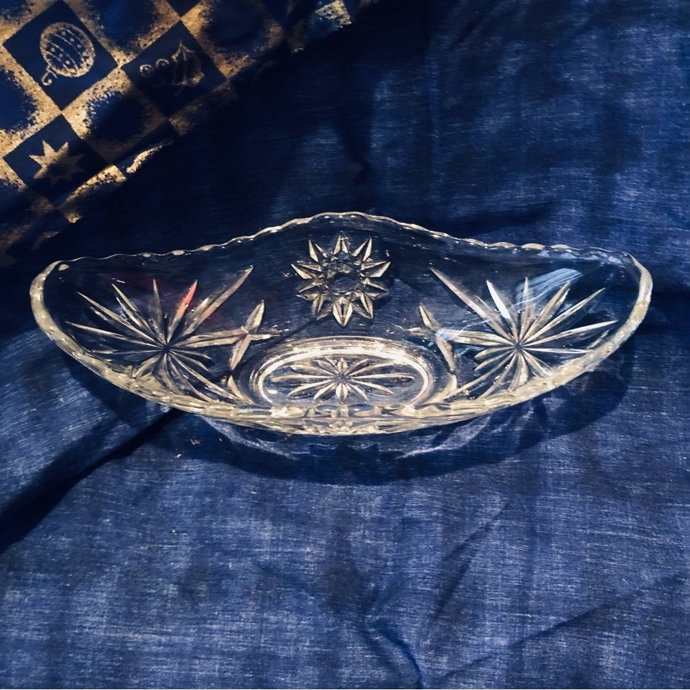 Intricate Cut Glass Decorative starburst candy dish